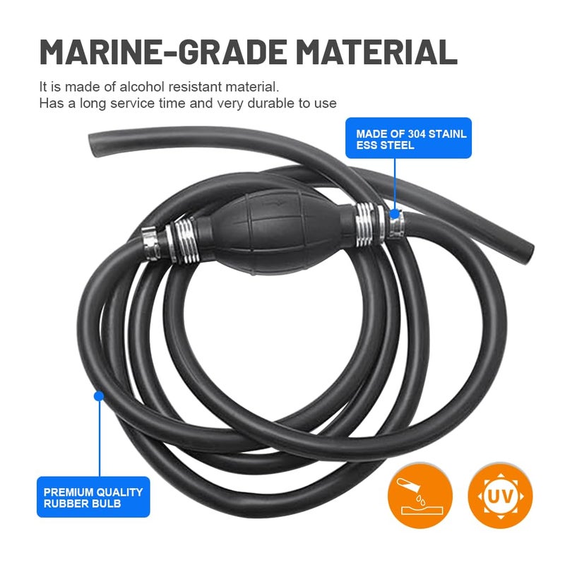 GZYF 3/8" Rubber Marine Outboard Boat Motor Fuel Line Assembly Kit with Primer Bulb Clamps, 6FT - Image 4